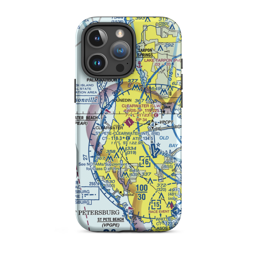 Clearwater Air Park (CLW) VFR Sectional  Tough iPhone Case iPhone 16 Pro Max model shown