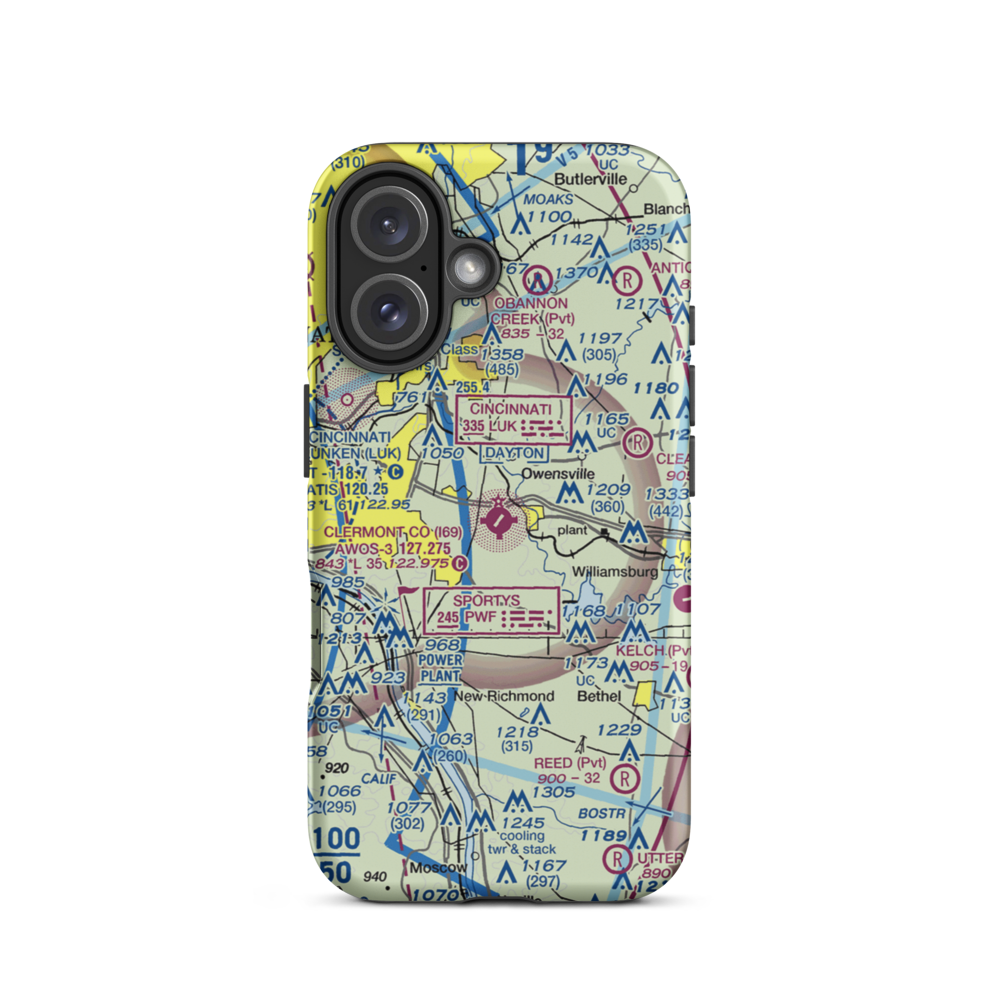 Clermont County Airport (I69) VFR Sectional  Tough iPhone Case iPhone 16 model shown