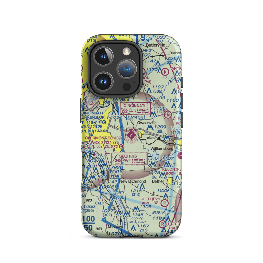 Clermont County Airport (I69) VFR Sectional  Tough iPhone Case iPhone 16 Pro model shown