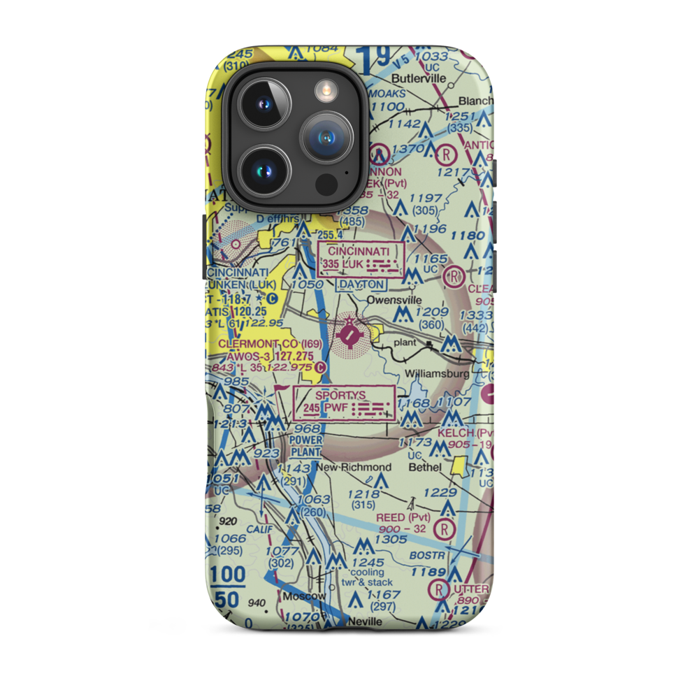 Clermont County Airport (I69) VFR Sectional  Tough iPhone Case iPhone 16 Pro Max model shown