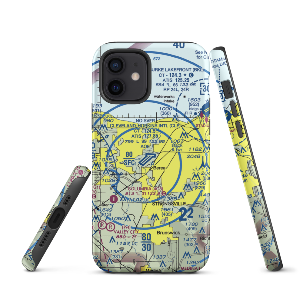 Cleveland Hopkins International Airport (CLE) VFR Sectional  Tough iPhone Case iPhone 12 model shown