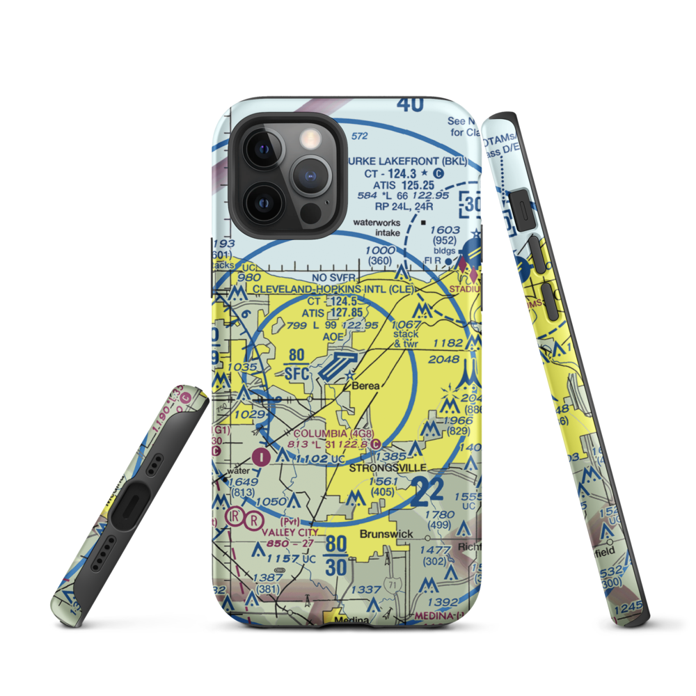 Cleveland Hopkins International Airport (CLE) VFR Sectional  Tough iPhone Case iPhone 12 Pro model shown
