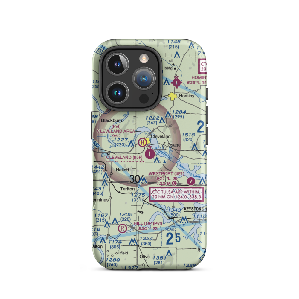 Cleveland Municipal Airport (95F) VFR Sectional  Tough iPhone Case iPhone 16 Pro model shown