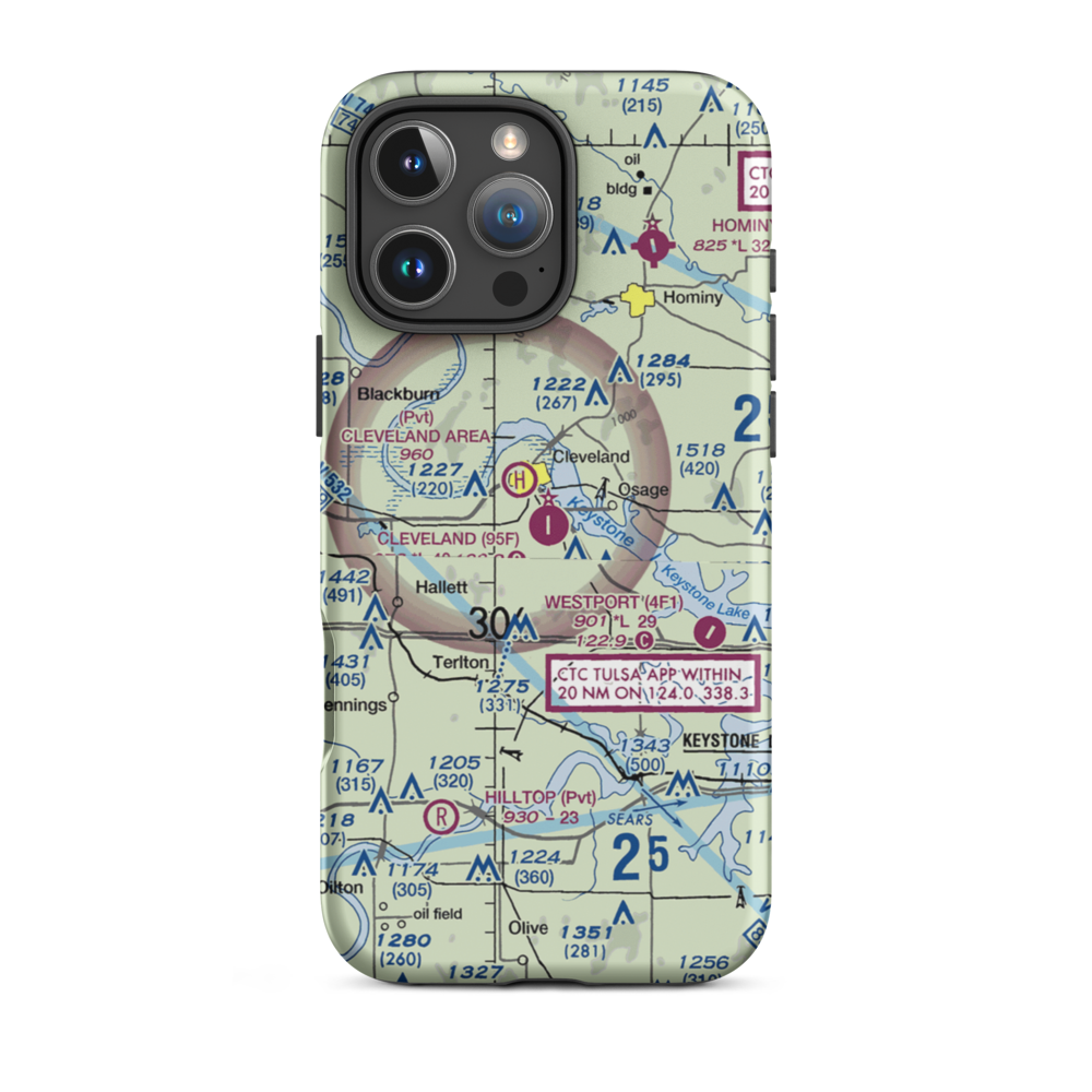 Cleveland Municipal Airport (95F) VFR Sectional  Tough iPhone Case iPhone 16 Pro Max model shown
