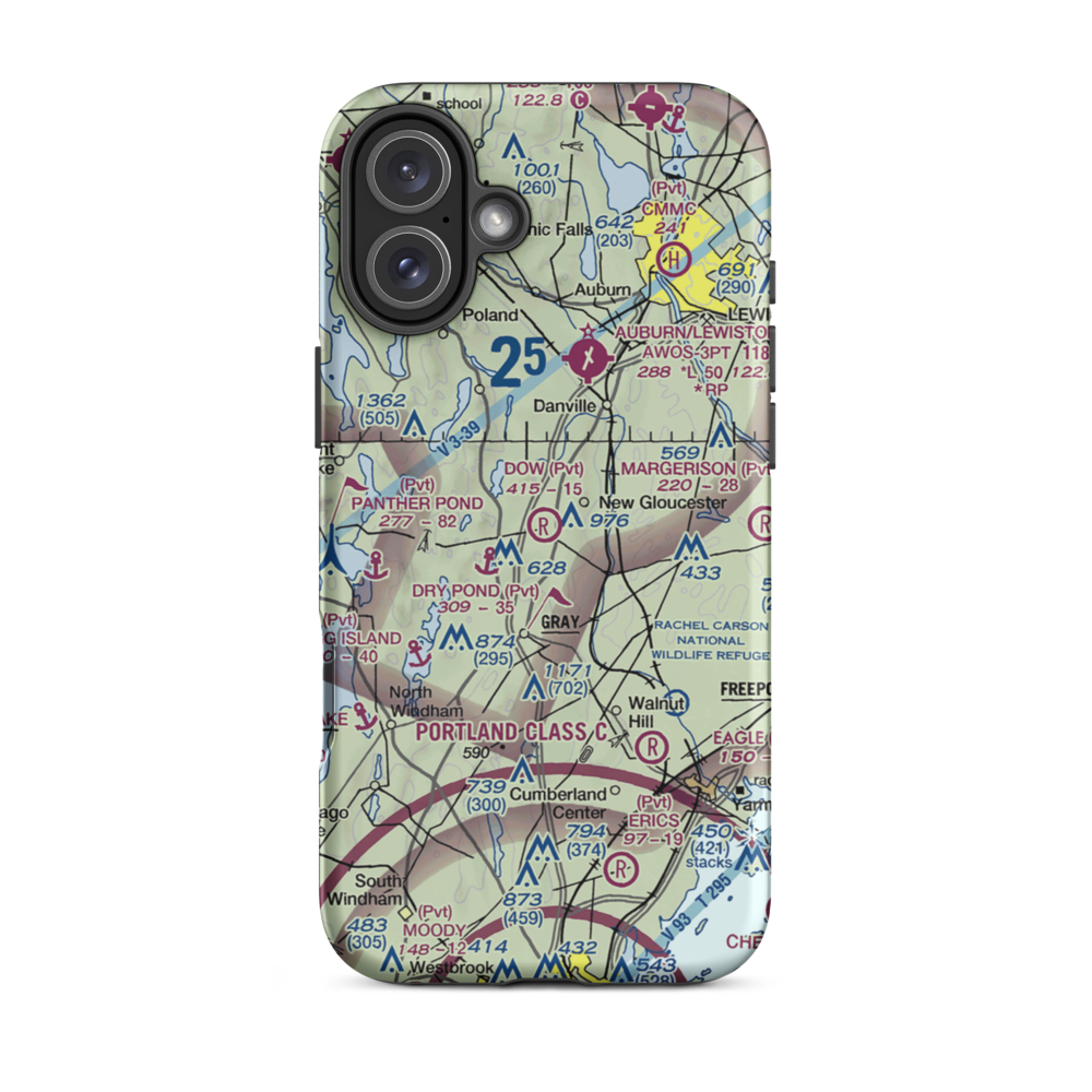 Cliff Dow Airport (54ME) VFR Sectional  Tough iPhone Case iPhone 16 Plus model shown