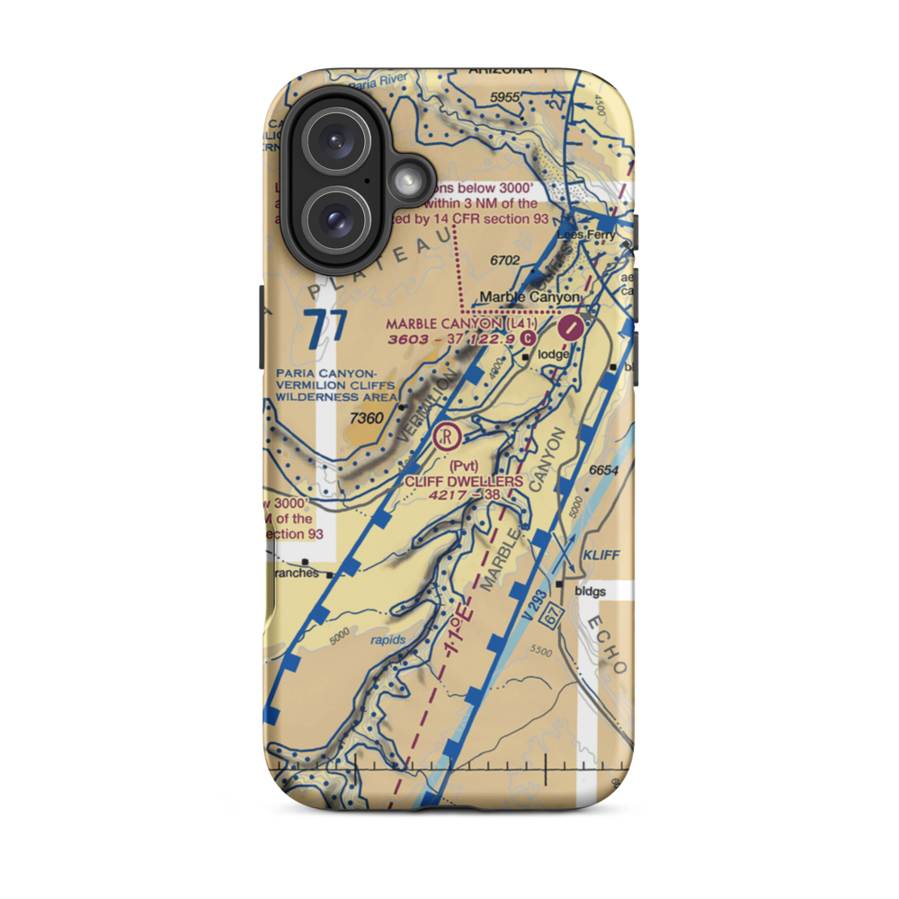 Cliff Dwellers Lodge Airport (AZ03) VFR Sectional  Tough iPhone Case iPhone 16 Plus model shown