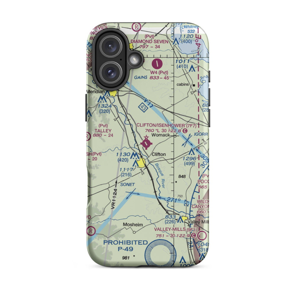 Clifton Municipal Isenhower Field (7F7) VFR Sectional  Tough iPhone Case iPhone 16 Plus model shown