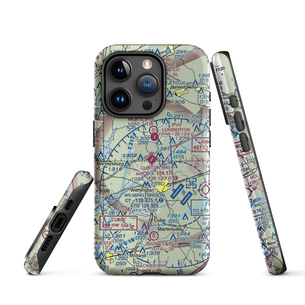 Clinton Field (I66) VFR Sectional  Tough iPhone Case iPhone 15 Pro model shown