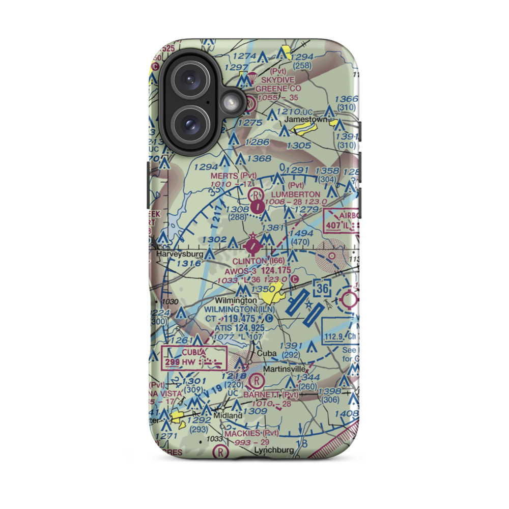 Clinton Field (I66) VFR Sectional  Tough iPhone Case iPhone 16 Plus model shown