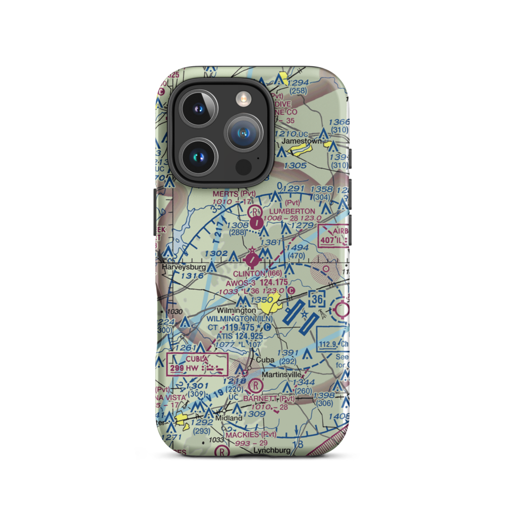 Clinton Field (I66) VFR Sectional  Tough iPhone Case iPhone 16 Pro model shown