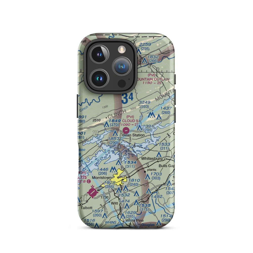 Cloud 9 Aerodrome (40TN) VFR Sectional  Tough iPhone Case iPhone 16 Pro model shown