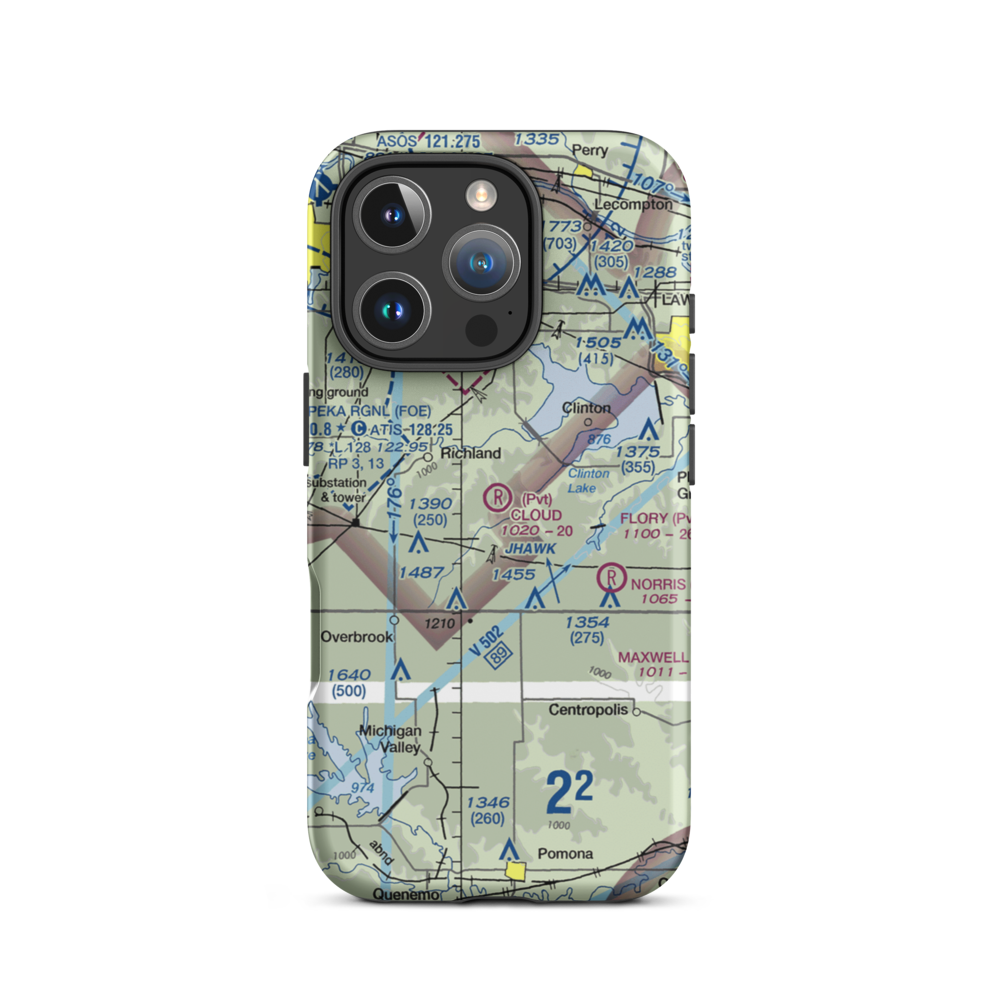 Cloud Airport (7KS2) VFR Sectional  Tough iPhone Case iPhone 16 Pro model shown