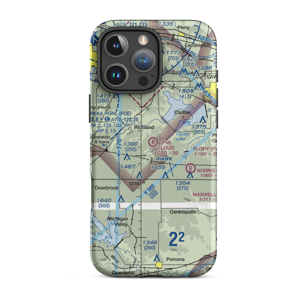 Cloud Airport (7KS2) VFR Sectional  Tough iPhone Case iPhone 16 Pro Max model shown