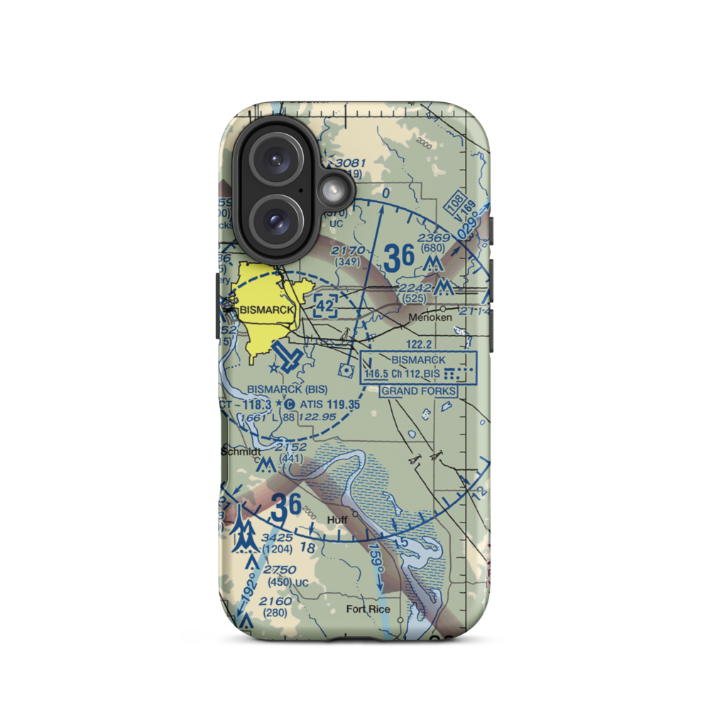 Cloud Nine Airport (ND98) VFR Sectional  Tough iPhone Case iPhone 16 model shown