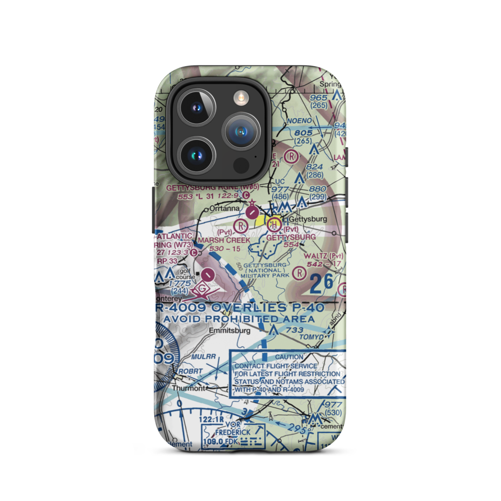 Cloudbound Airport (PA47) VFR Sectional  Tough iPhone Case iPhone 16 Pro model shown