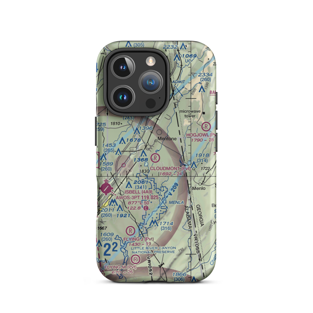 Cloudmont Airpark (AL09) VFR Sectional  Tough iPhone Case iPhone 16 Pro model shown