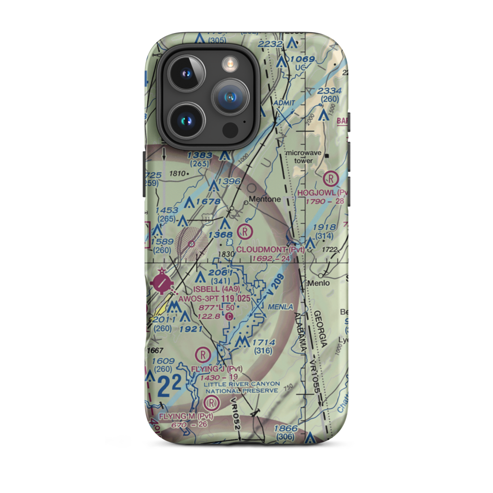 Cloudmont Airpark (AL09) VFR Sectional  Tough iPhone Case iPhone 16 Pro Max model shown