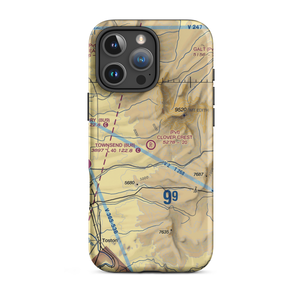 Clover Crest Airpark (MT24) VFR Sectional  Tough iPhone Case iPhone 16 Pro Max model shown