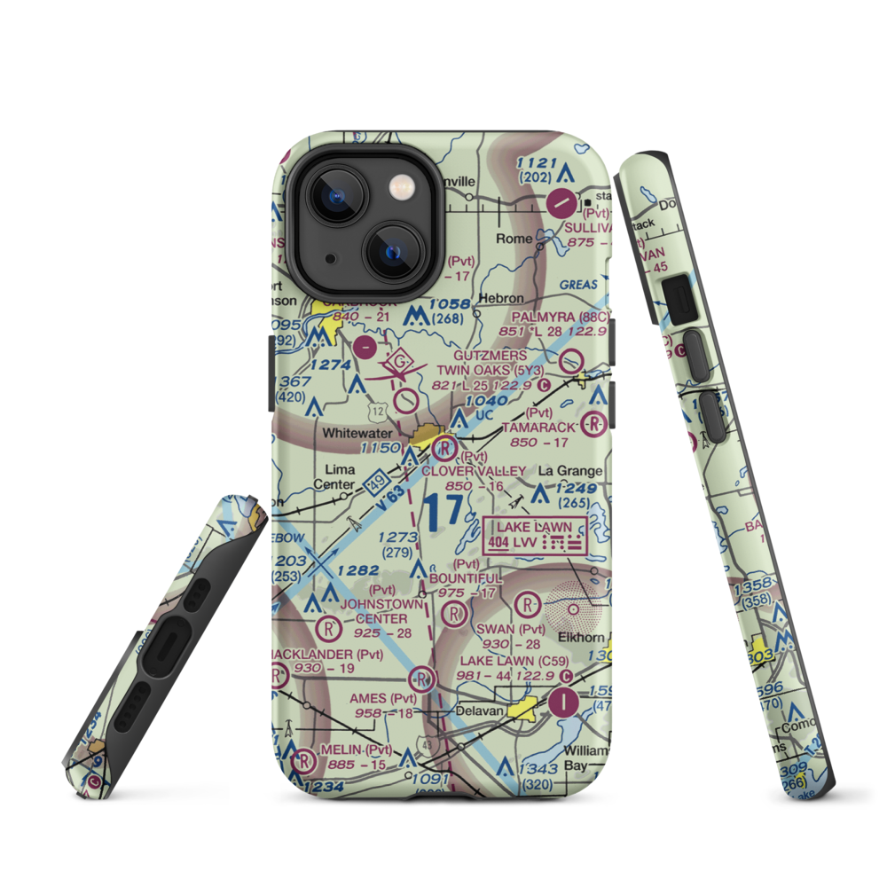 Clover Valley Airport (3WI5) VFR Sectional  Tough iPhone Case iPhone 14 model shown