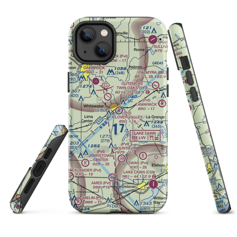 Clover Valley Airport (3WI5) VFR Sectional  Tough iPhone Case iPhone 14 Plus model shown