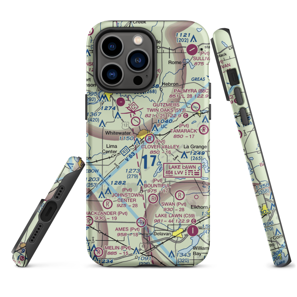 Clover Valley Airport (3WI5) VFR Sectional  Tough iPhone Case iPhone 14 Pro Max model shown