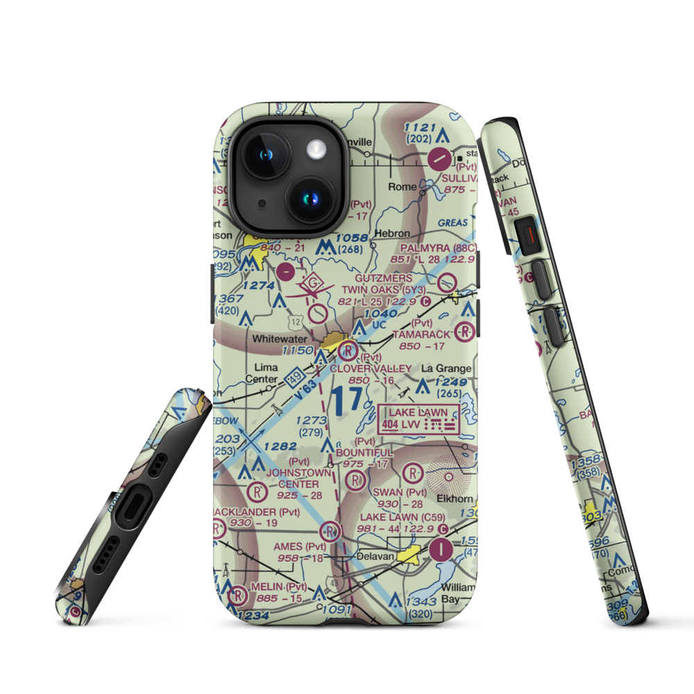 Clover Valley Airport (3WI5) VFR Sectional  Tough iPhone Case iPhone 15 model shown