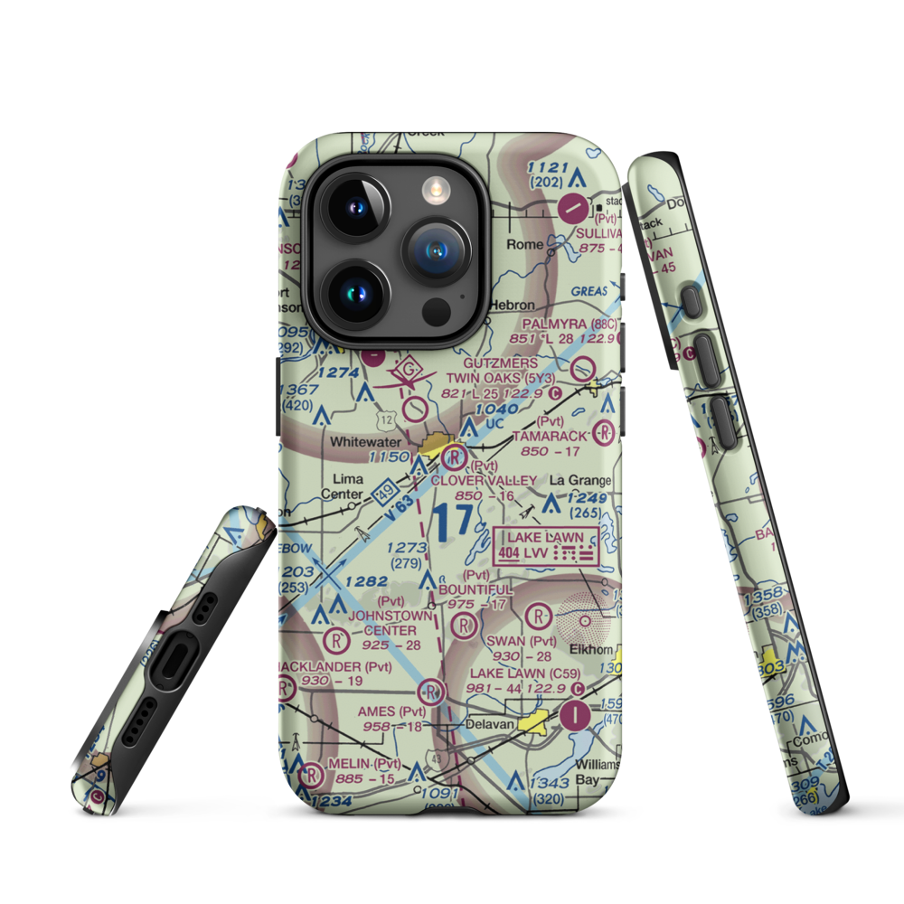 Clover Valley Airport (3WI5) VFR Sectional  Tough iPhone Case iPhone 15 Pro model shown