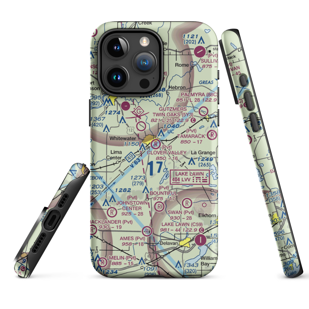 Clover Valley Airport (3WI5) VFR Sectional  Tough iPhone Case iPhone 15 Pro Max model shown