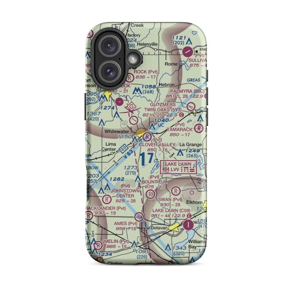 Clover Valley Airport (3WI5) VFR Sectional  Tough iPhone Case iPhone 16 Plus model shown