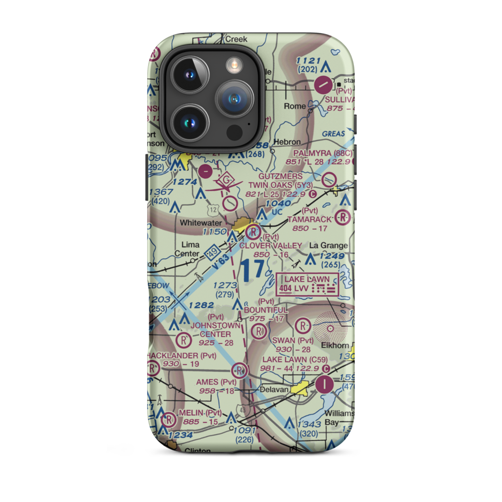 Clover Valley Airport (3WI5) VFR Sectional  Tough iPhone Case iPhone 16 Pro Max model shown