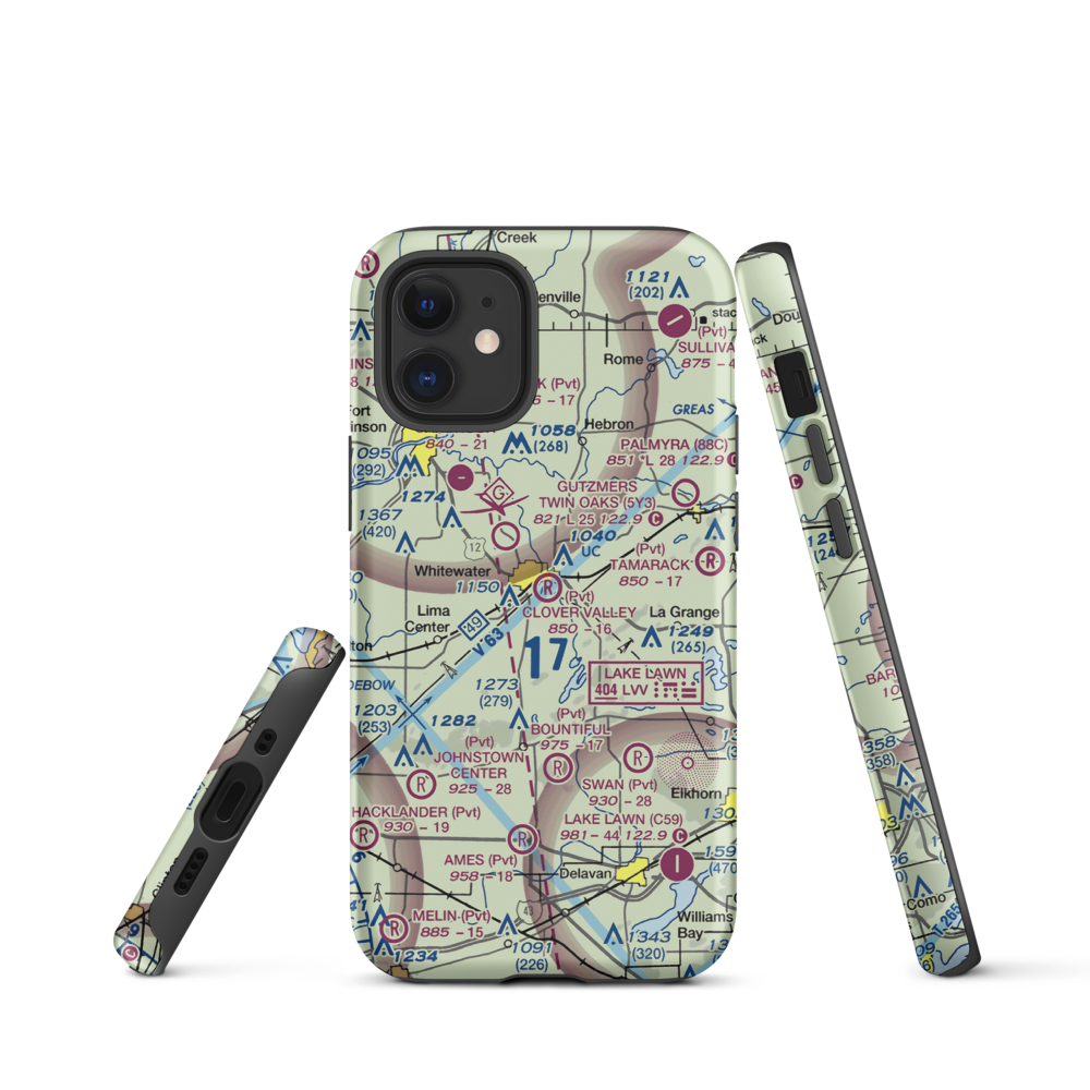 Clover Valley Airport (3WI5) VFR Sectional  Tough iPhone Case iPhone 12 mini model shown