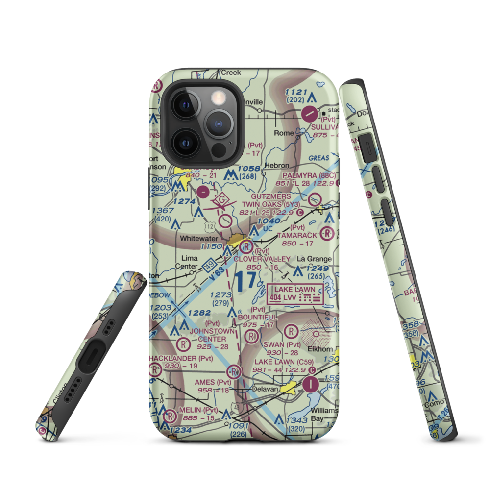 Clover Valley Airport (3WI5) VFR Sectional  Tough iPhone Case iPhone 12 Pro model shown