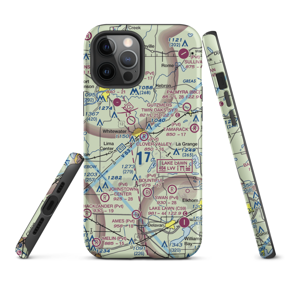 Clover Valley Airport (3WI5) VFR Sectional  Tough iPhone Case iPhone 12 Pro Max model shown