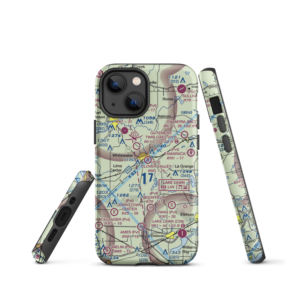 Clover Valley Airport (3WI5) VFR Sectional  Tough iPhone Case iPhone 13 mini model shown