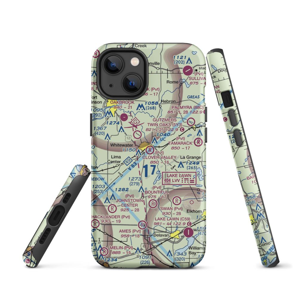 Clover Valley Airport (3WI5) VFR Sectional  Tough iPhone Case iPhone 13 model shown