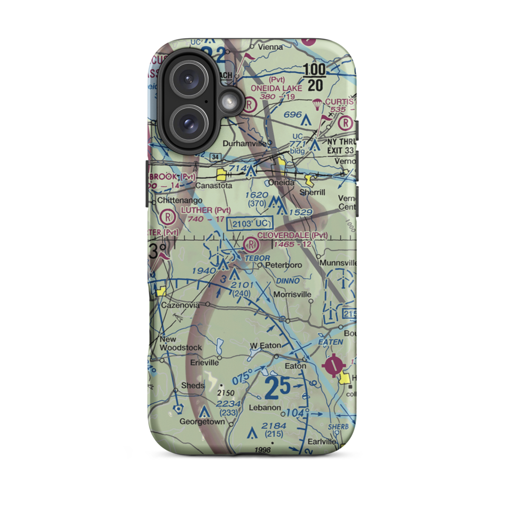 Cloverdale Farm Airport (NY91) VFR Sectional  Tough iPhone Case iPhone 16 Plus model shown