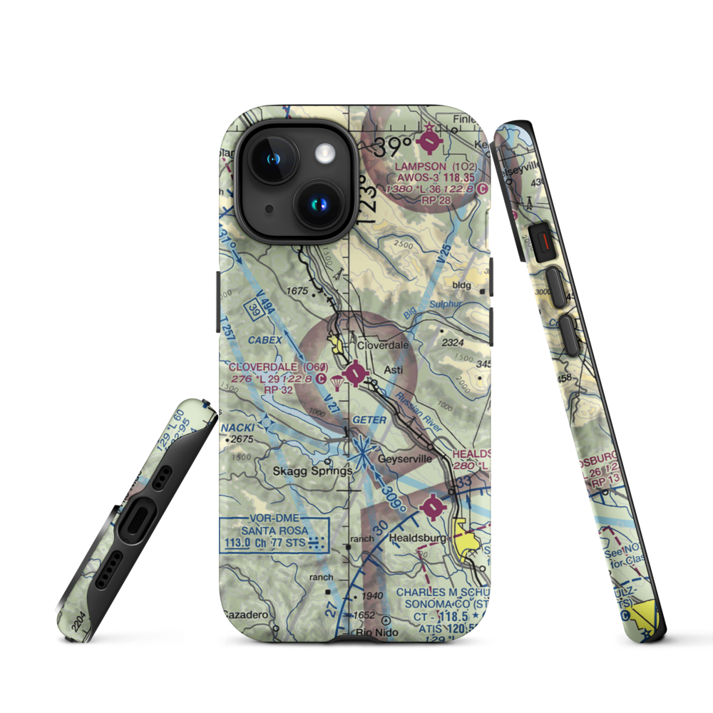 Cloverdale Municipal Airport (O60) VFR Sectional  Tough iPhone Case iPhone 15 model shown