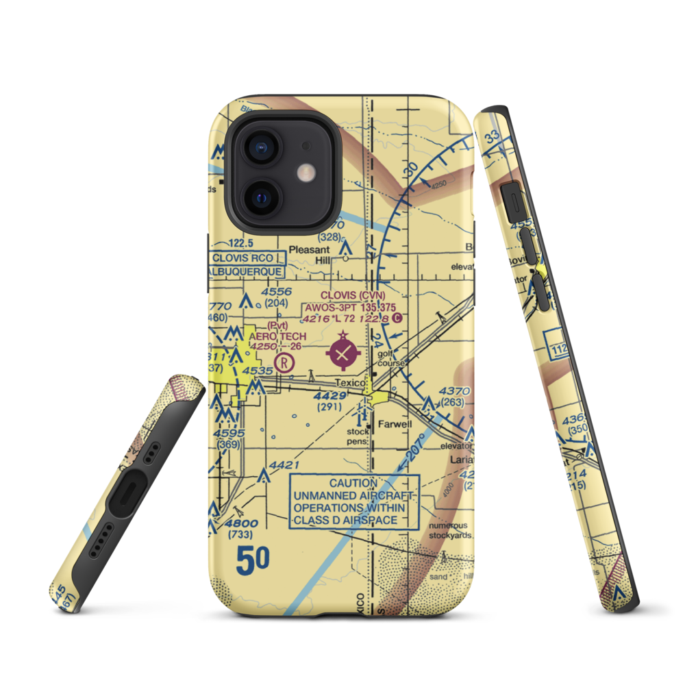 Clovis Municipal Airport (CVN) VFR Sectional  Tough iPhone Case iPhone 12 model shown