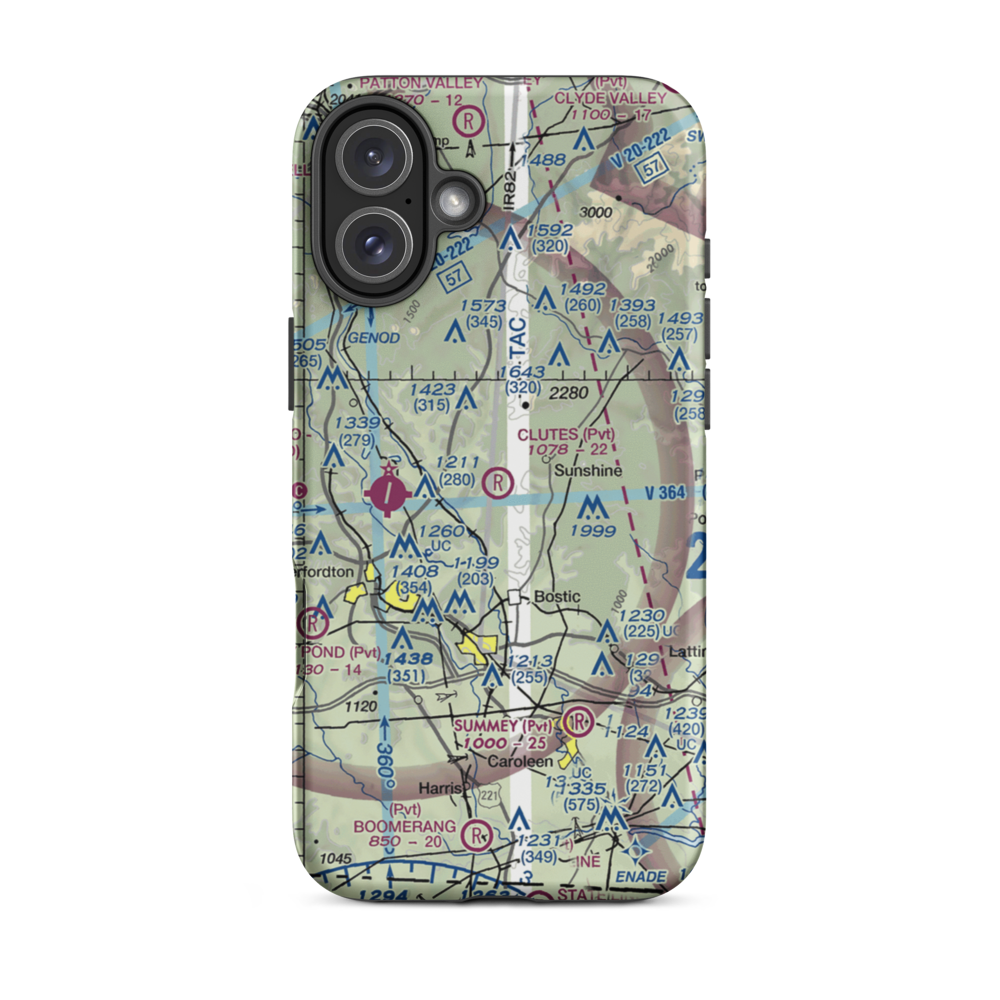 Clute's Hilltop Airport (69NC) VFR Sectional  Tough iPhone Case iPhone 16 Plus model shown
