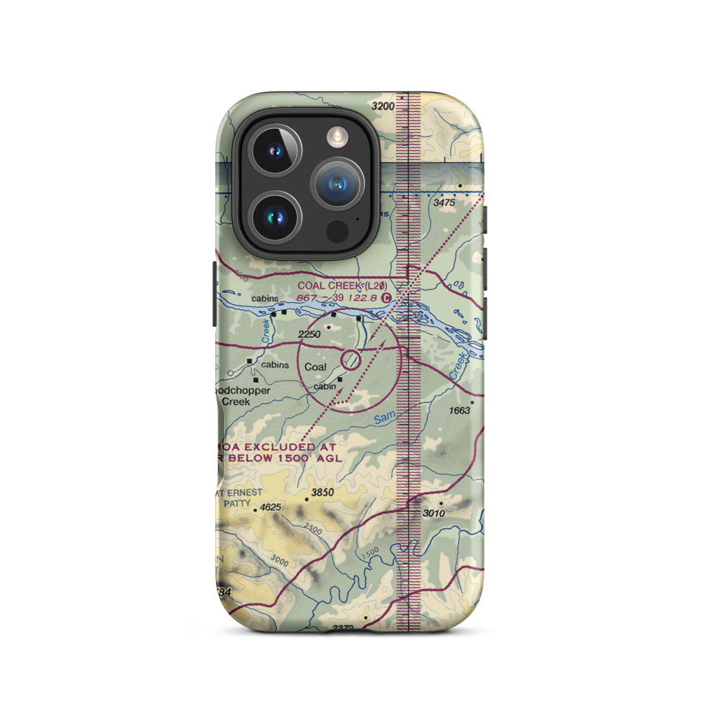 Coal Creek Airport (L20) VFR Sectional  Tough iPhone Case iPhone 16 Pro model shown