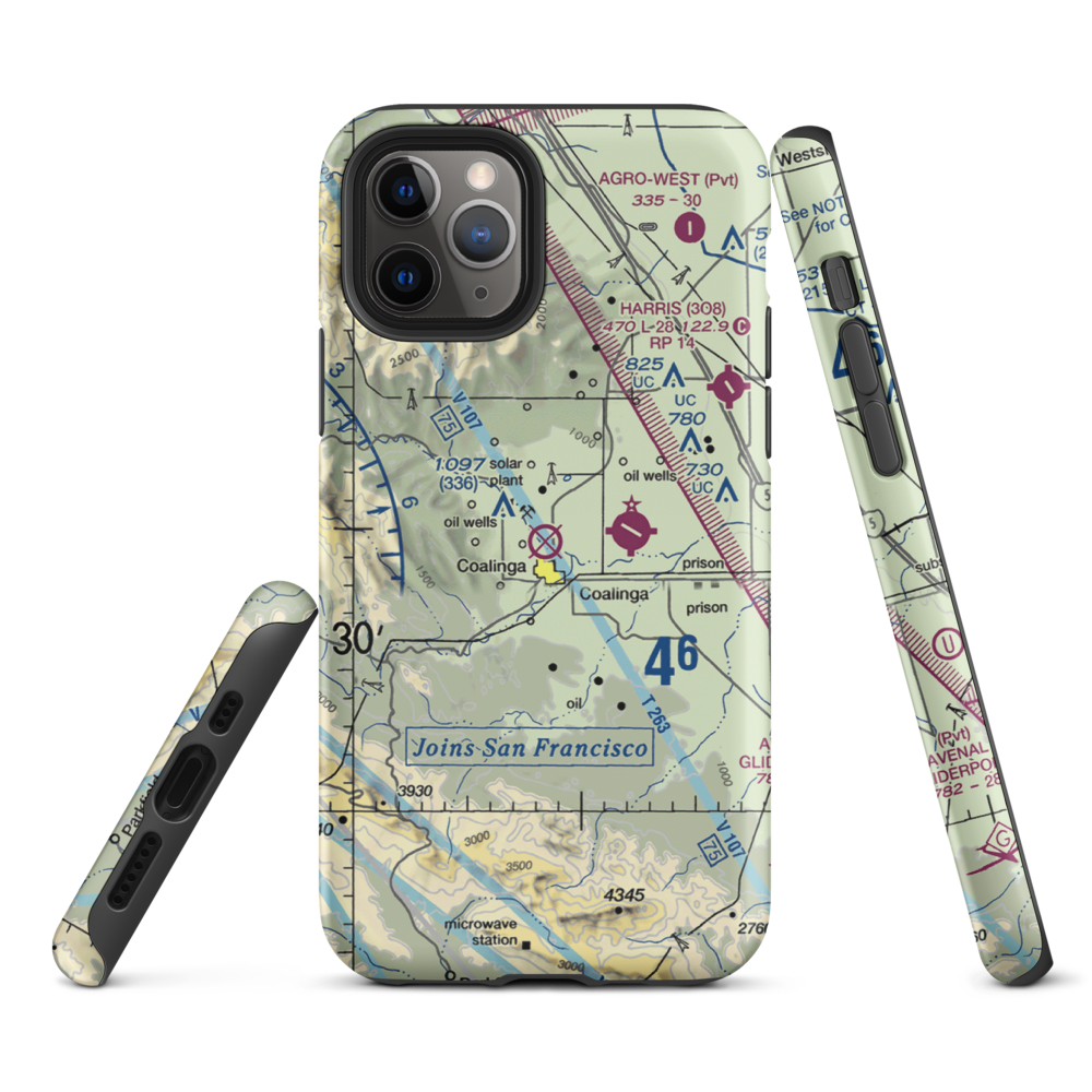 Coalinga Airport (CLG) VFR Sectional  Tough iPhone Case iPhone 11 Pro model shown