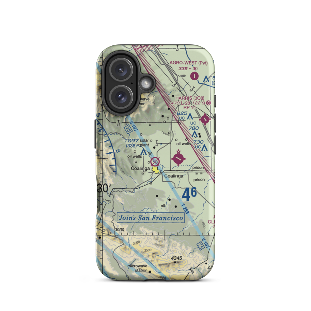 Coalinga Airport (CLG) VFR Sectional  Tough iPhone Case iPhone 16 model shown