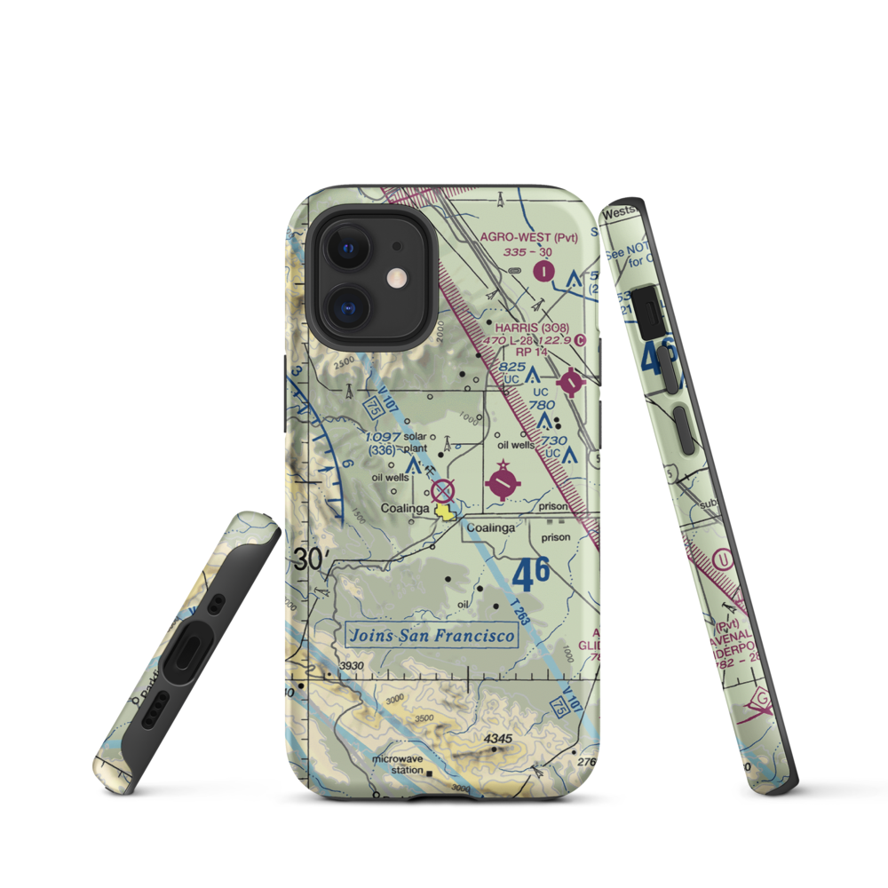 Coalinga Airport (CLG) VFR Sectional  Tough iPhone Case iPhone 12 mini model shown