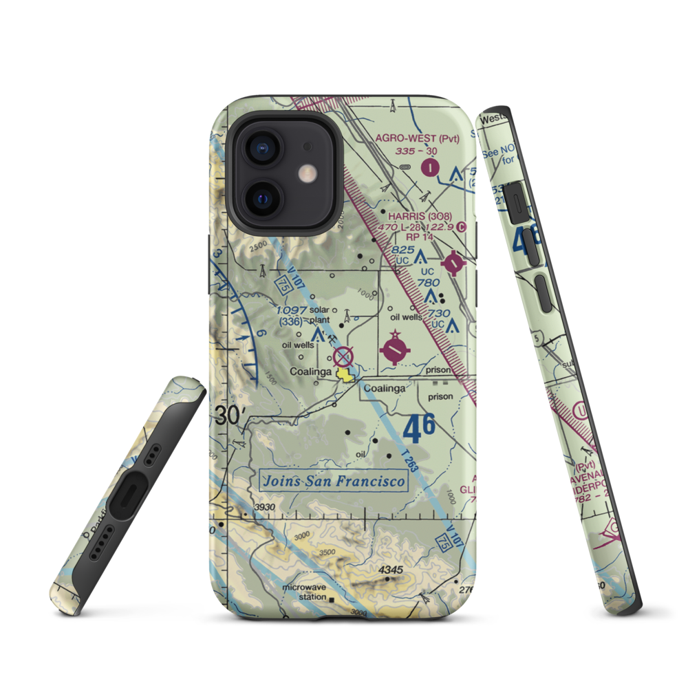 Coalinga Airport (CLG) VFR Sectional  Tough iPhone Case iPhone 12 model shown