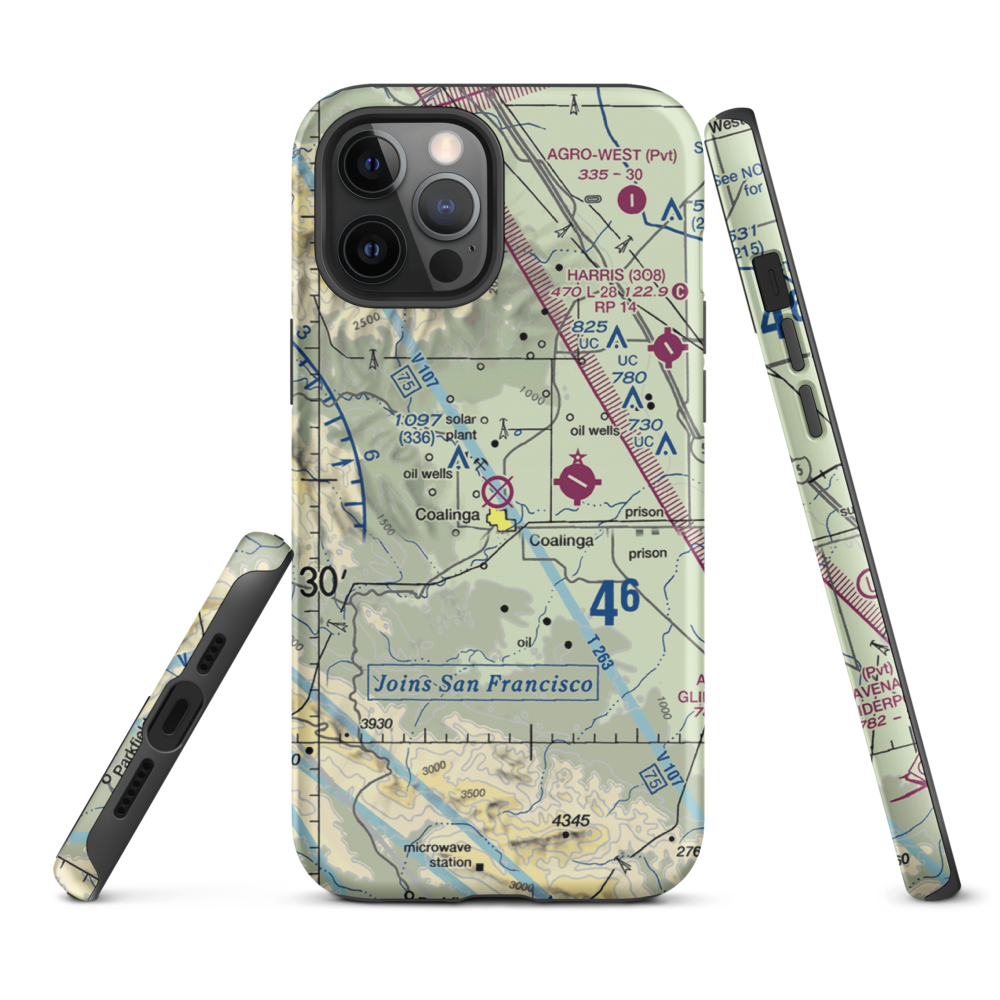 Coalinga Airport (CLG) VFR Sectional  Tough iPhone Case iPhone 12 Pro Max model shown