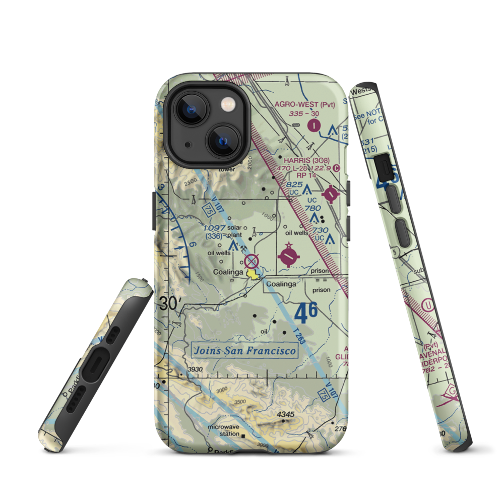 Coalinga Airport (CLG) VFR Sectional  Tough iPhone Case iPhone 13 model shown
