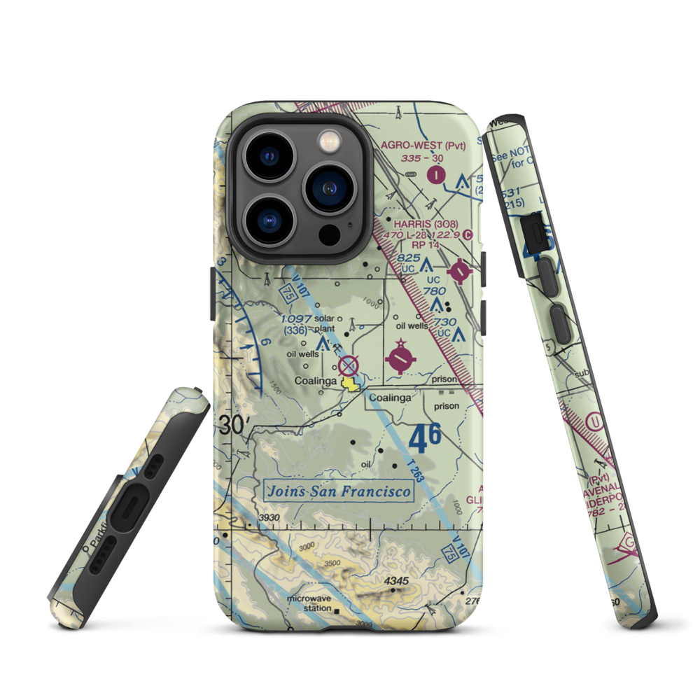 Coalinga Airport (CLG) VFR Sectional  Tough iPhone Case iPhone 13 Pro model shown