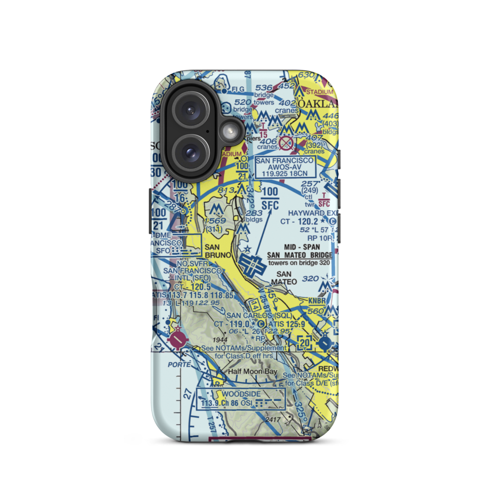 Coast Guard Air Station San Francisco (SFS) VFR Sectional  Tough iPhone Case iPhone 16 model shown