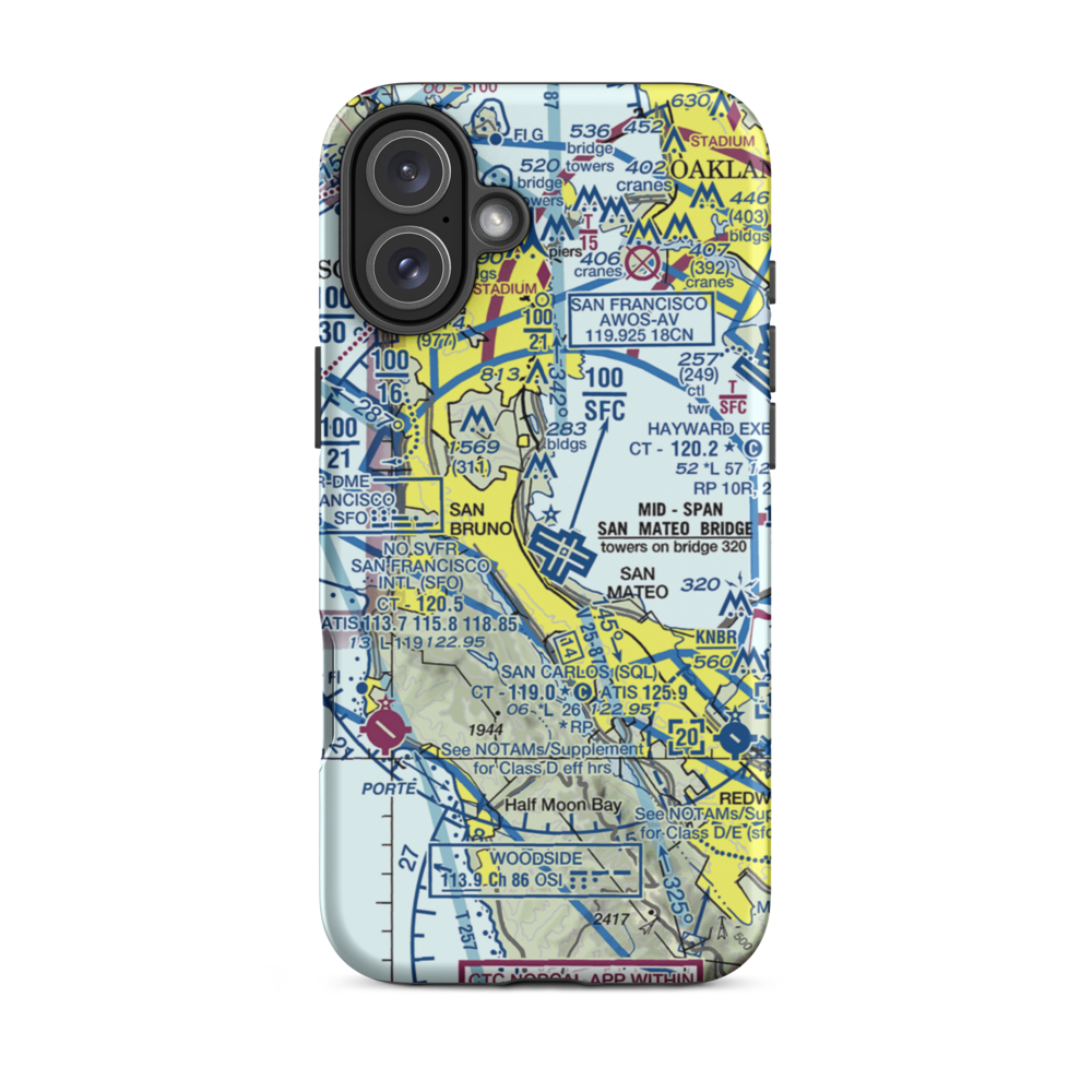Coast Guard Air Station San Francisco (SFS) VFR Sectional  Tough iPhone Case iPhone 16 Plus model shown