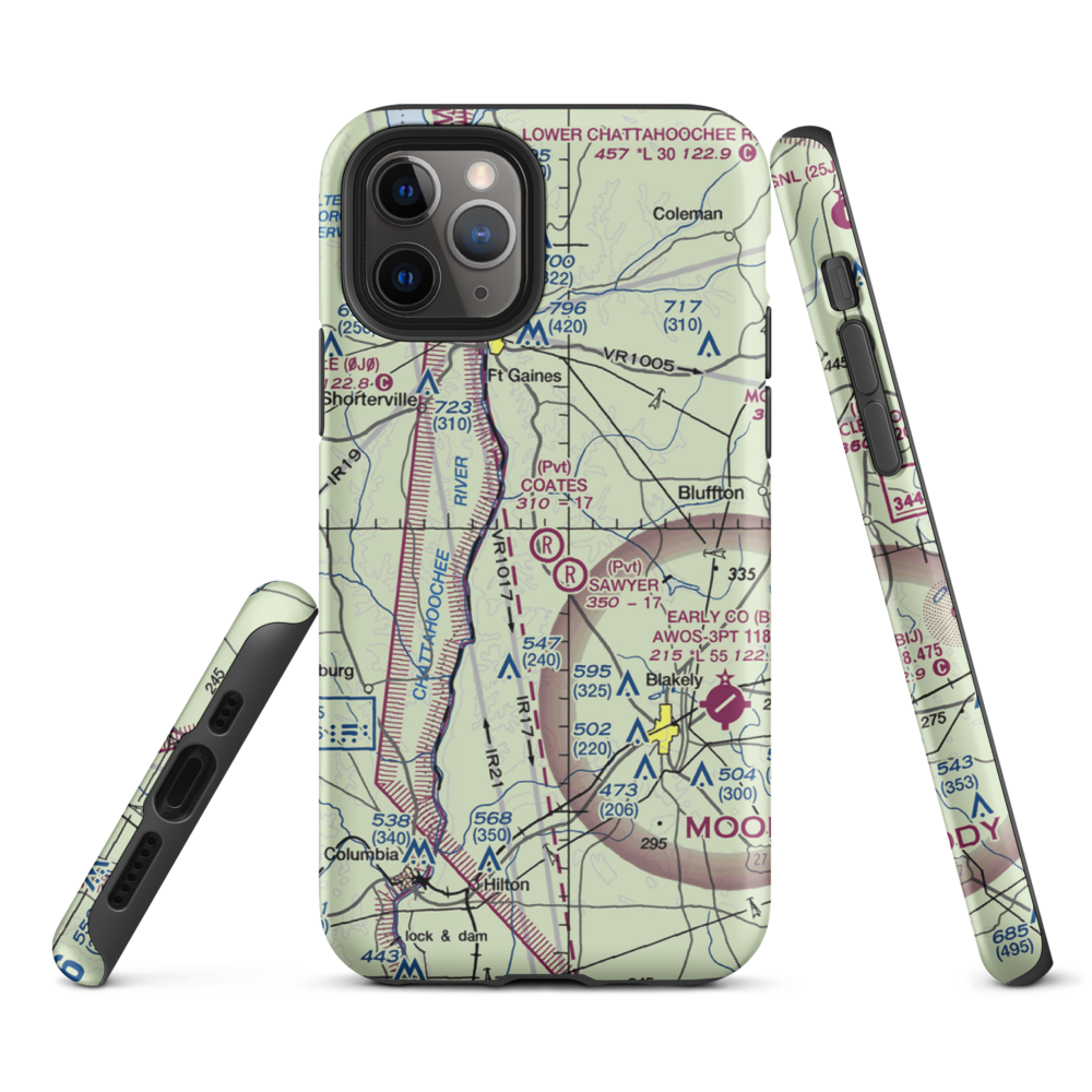 Coates Airport (79GA) VFR Sectional  Tough iPhone Case iPhone 11 Pro model shown